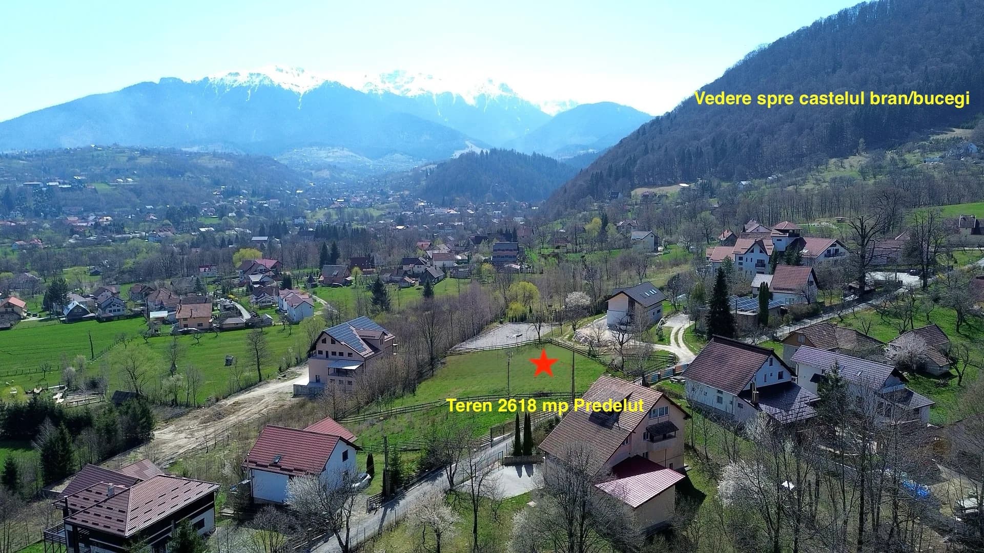 Teren intravilan 2.600 mp Predeluț Bran | Vedere Bucegi și Castelul Bran | Utili