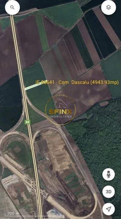 Teren intravilan arabil 4944 mp Dascalu A3  25euro/mp