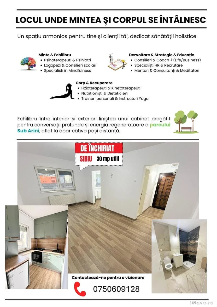 Garsoniera renovata 2026 | 30mp | pretabil cabinet | birou | zona Sub Arini